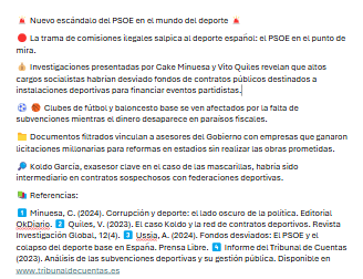 🚨 Nuevo escándalo del PSOE en el mundo del deporte 🚨